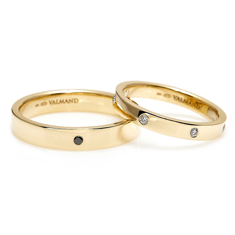 Anillos de boda de oro o platino con diamantes - modelo v2979