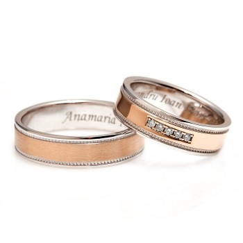 Alliances en or bicolore avec diamants - modèle v324