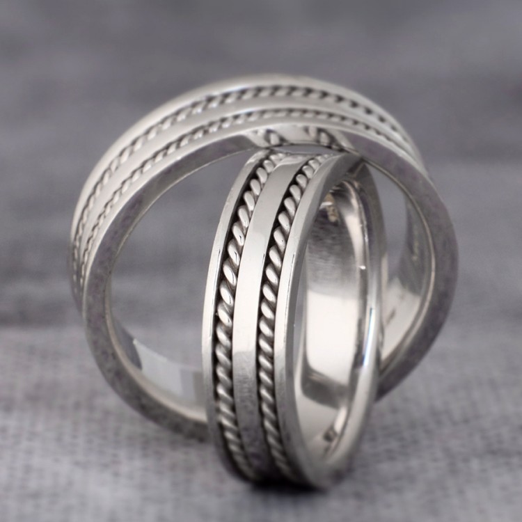 Alliances en or tressées à la main - modèle v353