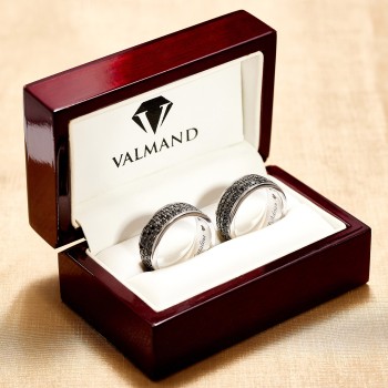 Alliances en or 18 carats ou platine avec diamants noirs - modèle v4742