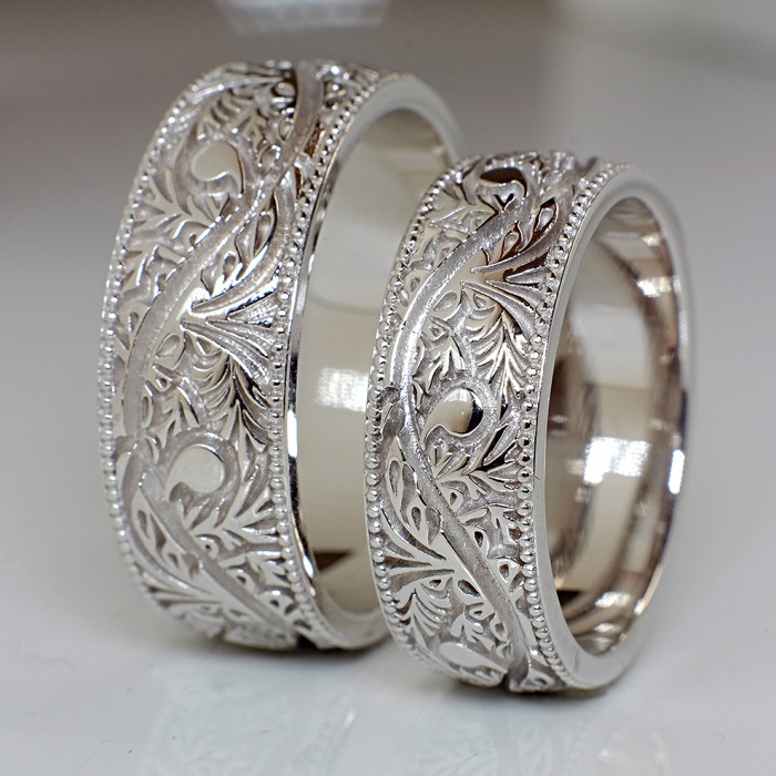 Anillos de boda con motivo veneciano en oro o platino - modelo v619