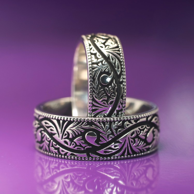 Anillos de boda con motivo veneciano en oro o platino - modelo v619