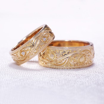 Anillos de boda de oro o platino con diseño veneciano - modelo v6192