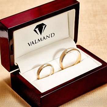 18k Gold or Platinum Wedding Rings with Matte Ice Finish - model v911v2