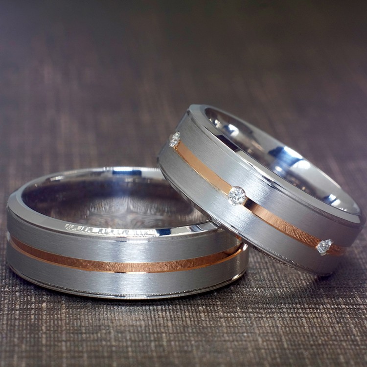V940 Gold Wedding Rings with Diamonds