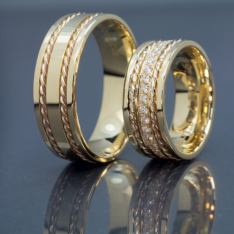 Anillos de boda de oro con diamantes - modelo v975