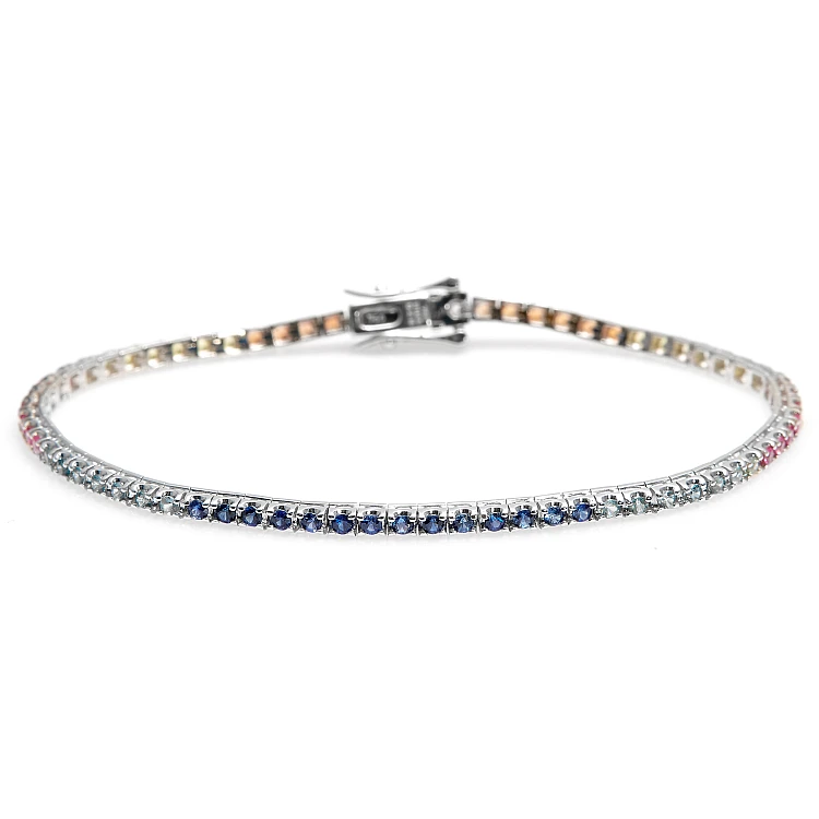 Pulsera de tenis de oro con zafiros multicolores - modelo br2224