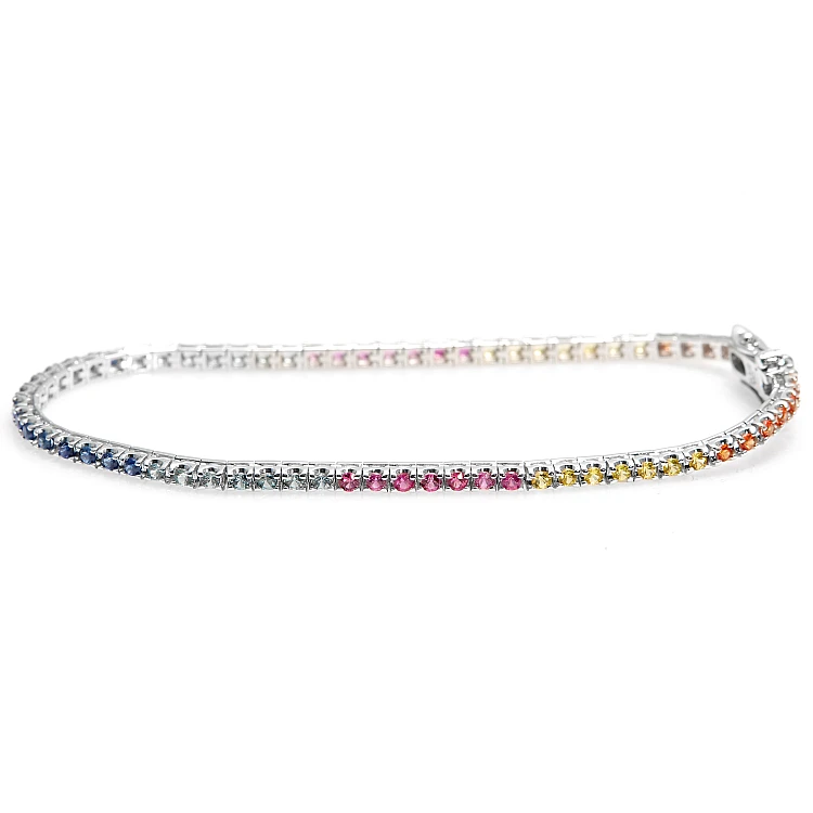 Pulsera de tenis de oro con zafiros multicolores - modelo br2224