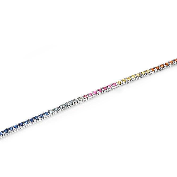 Pulsera de tenis de oro con zafiros multicolores - modelo br2224