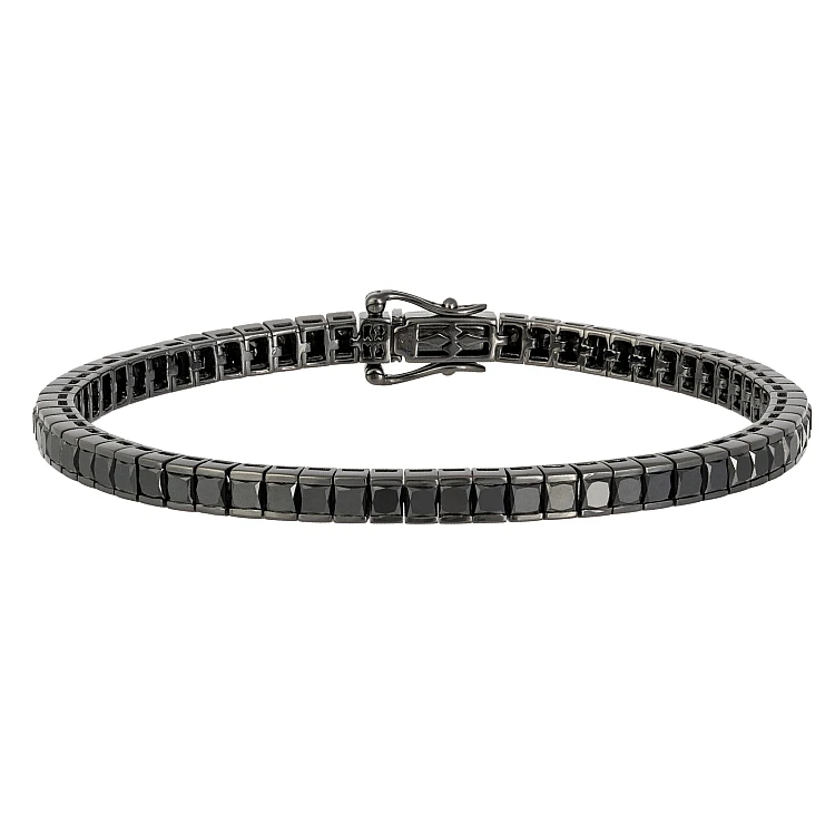 Bracelet tennis en or noir et diamants princesse noirs - modèle br2318