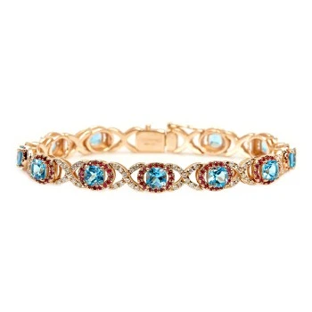 Pulsera de oro con diamantes, rubíes y topacios - modelo br2705