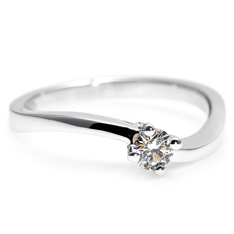 Anello di fidanzamento in oro bianco 18k con diamante rotondo - modello i001