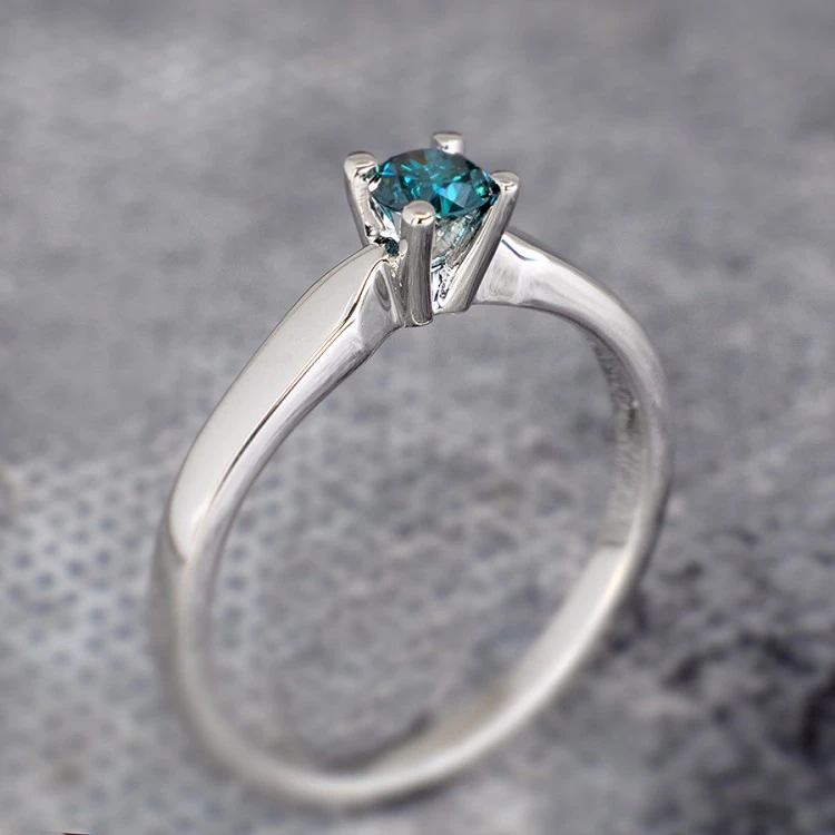 Engagement ring i004Db in Gold with Blue Diamond 0.10ct - 0.15ct