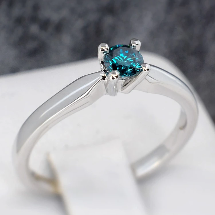 Engagement ring i004Db in Gold with Blue Diamond 0.10ct - 0.15ct