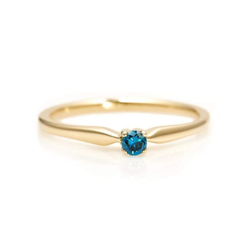 Engagement ring i004Db in Gold with Blue Diamond 0.10ct - 0.15ct
