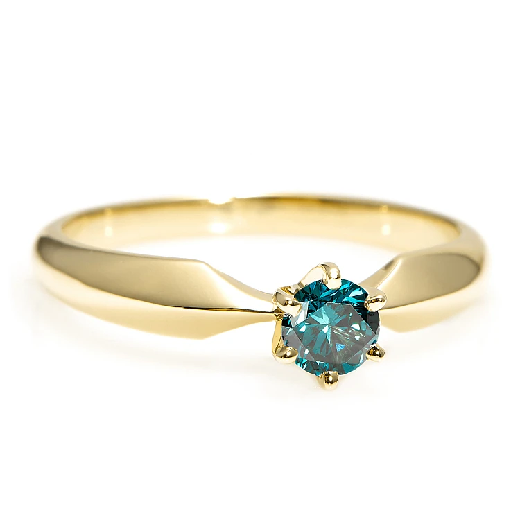 Verlobungsring i017p6Db in Gold mit blauem Diamant 0,30 ct – 0,50 ct