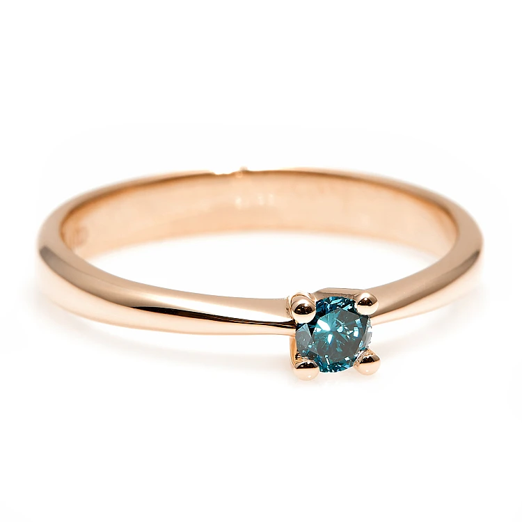 Engagement ring i026Db in Gold with Blue Diamond 0.10ct - 0.15ct