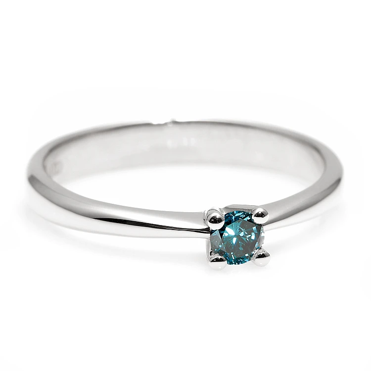 Engagement ring i026Db in Gold with Blue Diamond 0.10ct - 0.15ct
