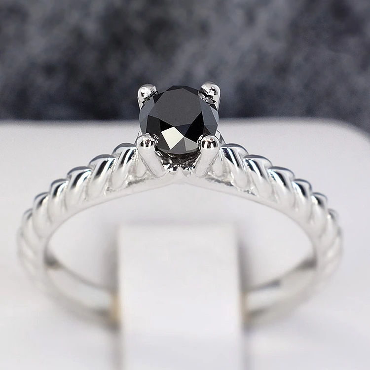 Bague de fiançailles en or avec diamant noir 0,33 ct - 0,85 ct - modèle i1220471