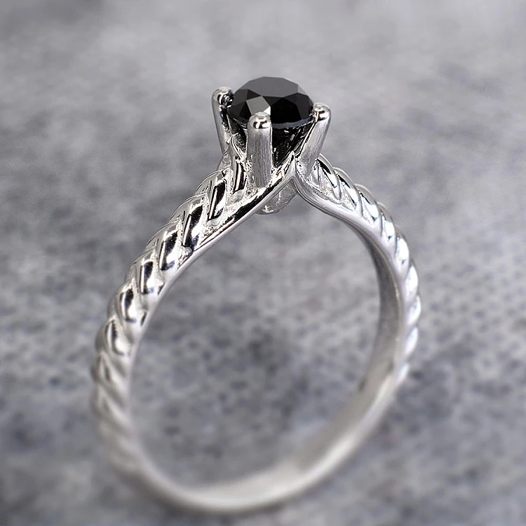 Bague de fiançailles en or avec diamant noir 0,33 ct - 0,85 ct - modèle i1220471