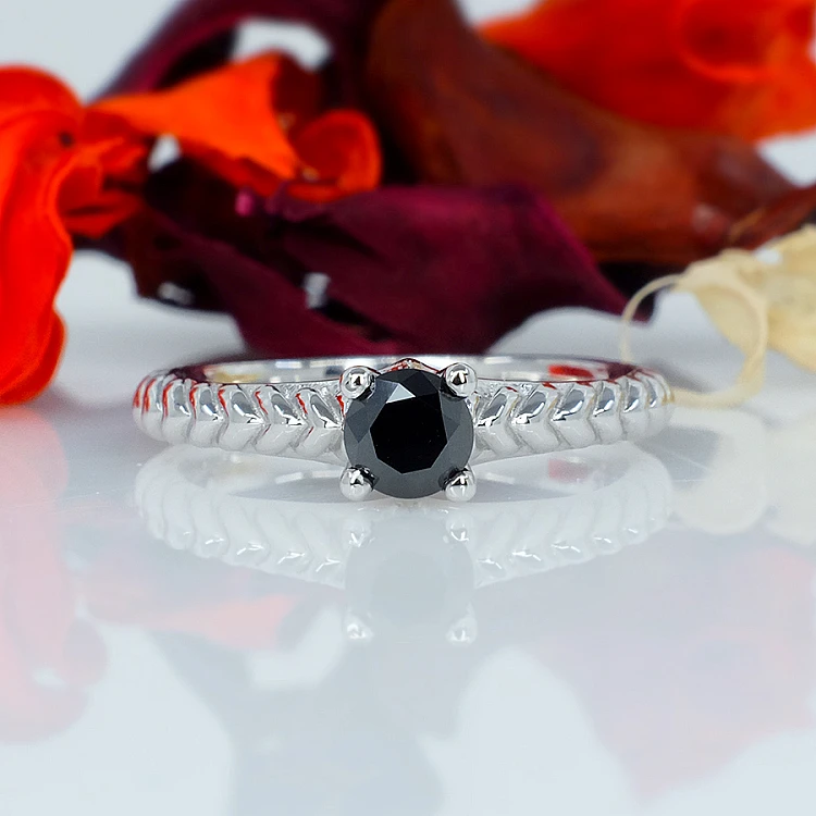 Bague de fiançailles en or avec diamant noir 0,33 ct - 0,85 ct - modèle i1220471