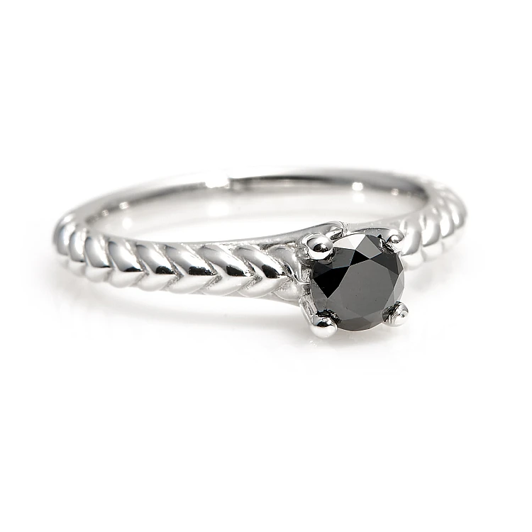 Bague de fiançailles en or avec diamant noir 0,33 ct - 0,85 ct - modèle i1220471