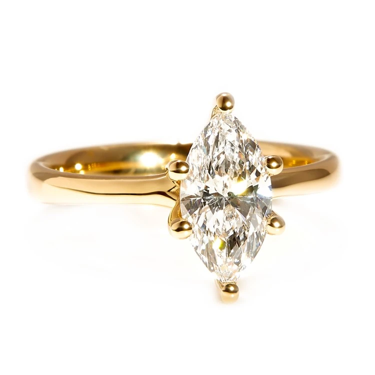 18K Gold Engagement Ring with GIA Certified Marquise Diamond - model i122118