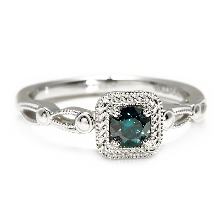 Vintage gouden verlovingsring met blauwe diamant i122341DB 0,30 ct - 0,50 ct