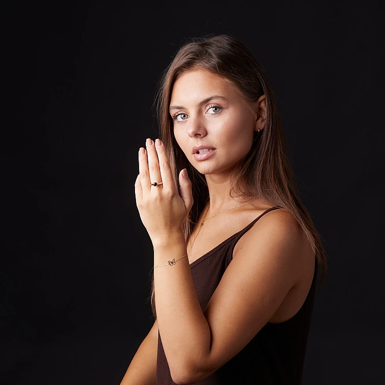 Anello di fidanzamento i122797DnDi in Oro con Diamante Nero e Diamanti