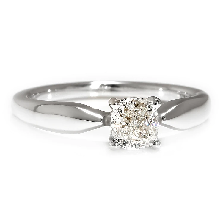 Anello di fidanzamento solitario in oro bianco 18 carati con diamante a taglio cuscino certificato GIA - modello i123018