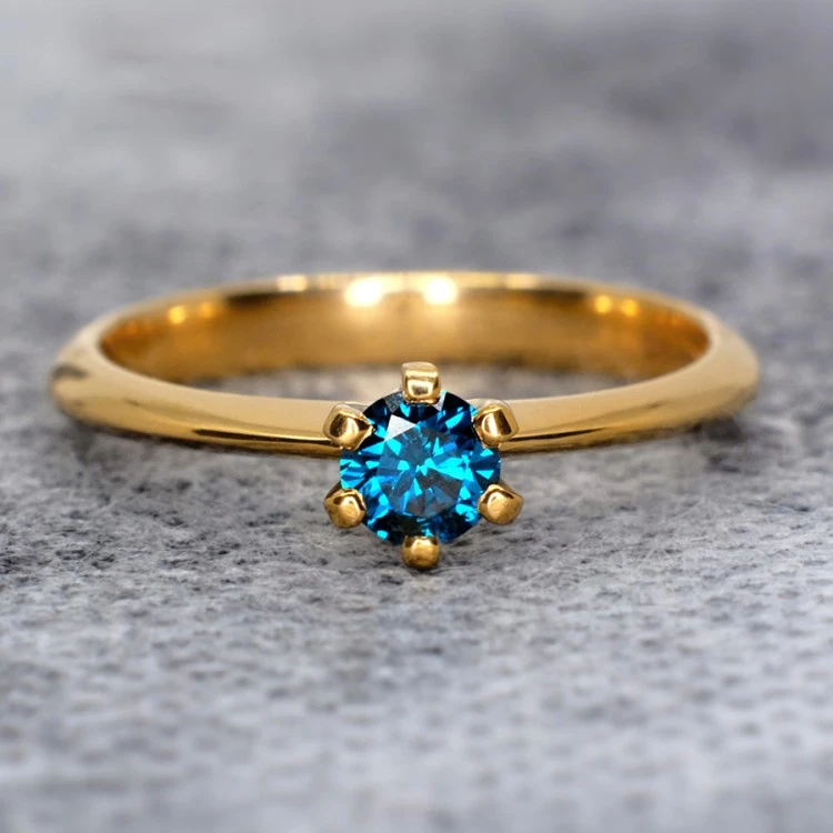 Verlobungsring Modell Tiffany i168DB in Gold mit blauem Diamant 0,30 ct – 0,50 ct