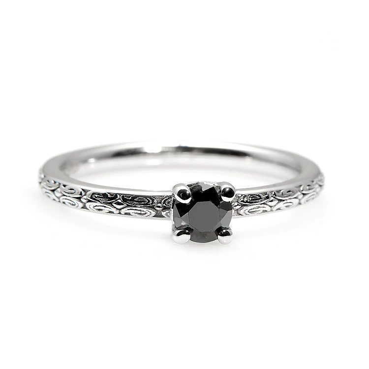 Bague de fiançailles en or avec diamant noir 0,33 ct - 0,85 ct - modèle i71618