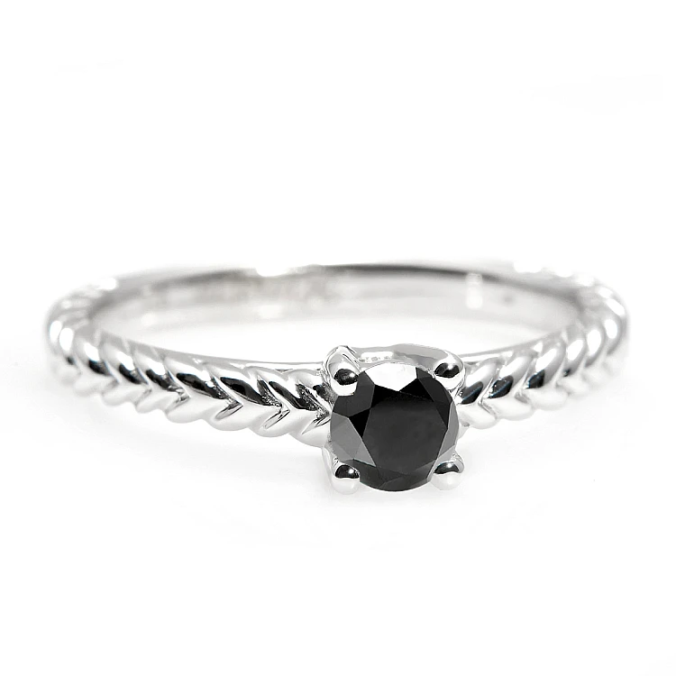 Bague de fiançailles en or avec diamant noir 0,33 ct - 0,85 ct - modèle i71746