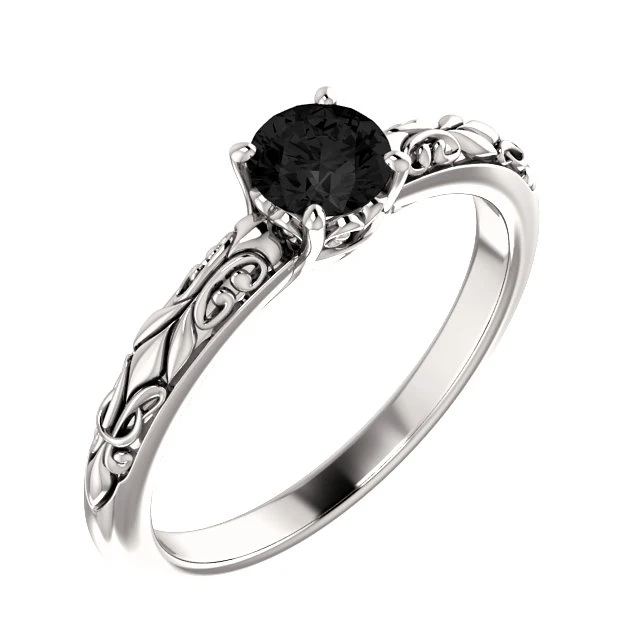 Bague de fiançailles en or avec diamant noir 0,33 ct - 0,85 ct - modèle i71906