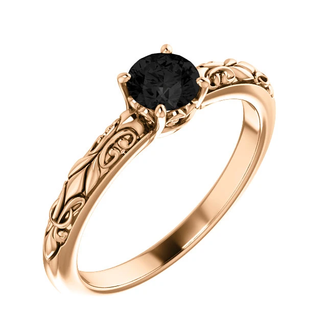 Bague de fiançailles en or avec diamant noir 0,33 ct - 0,85 ct - modèle i71906