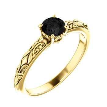 18k Gold or Platinum Engagement Ring with Black Diamond 0.33ct - 0.85ct - model i71906