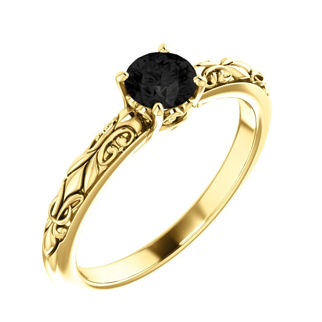 Bague de fiançailles en or avec diamant noir 0,33 ct - 0,85 ct - modèle i71906