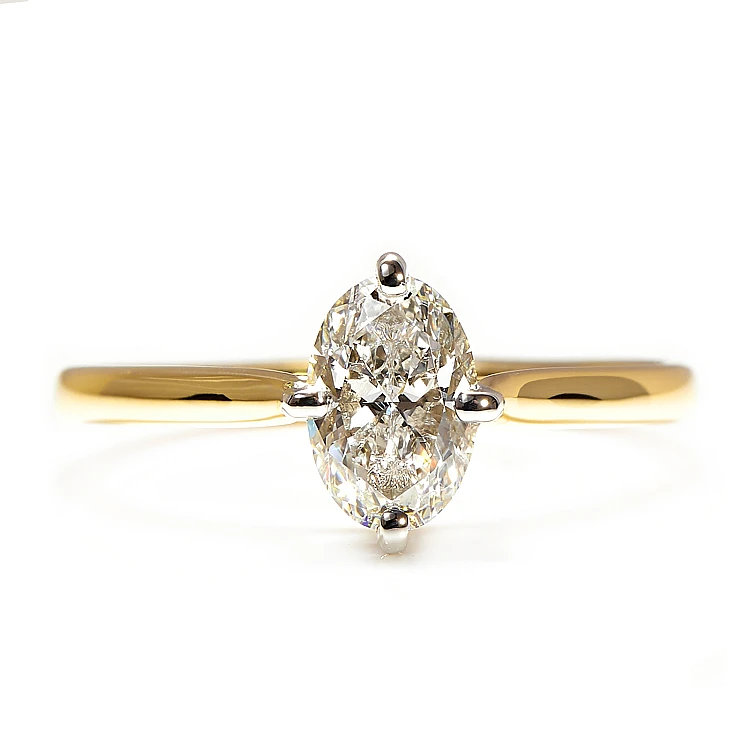 Anello di fidanzamento in oro con diamante ovale certificato GIA 1,00 ct - modello i1735.v2