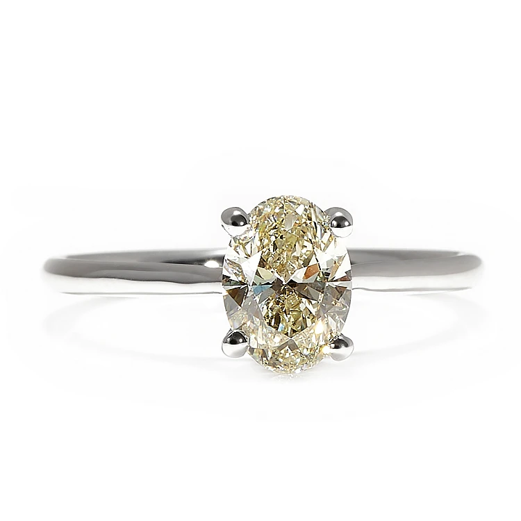 Anillo de compromiso solitario de oro blanco de 18 k con diamante ovalado con certificación GIA - modelo i1735