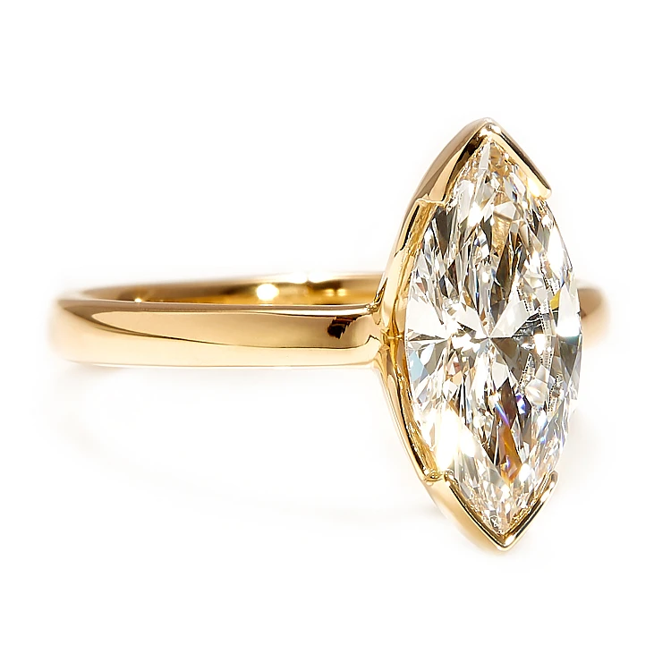 Gouden verlovingsring met kleurloze markiesdiamant GIA-gecertificeerd 1,00ct - model i4454