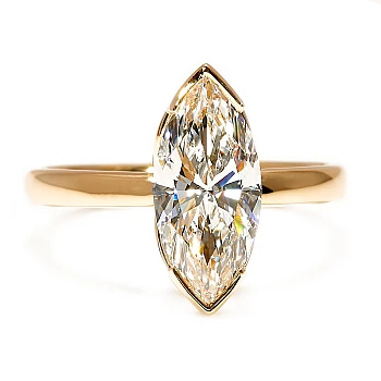 Anillo de compromiso de oro con diamante marquesa incoloro de 1,00 ct con certificación GIA - modelo i4454