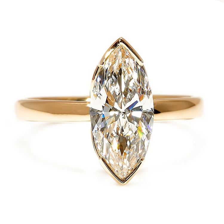 Gouden verlovingsring met kleurloze markiesdiamant GIA-gecertificeerd 1,00ct - model i4454