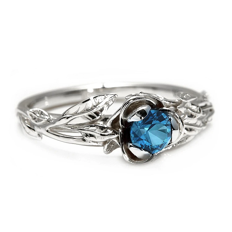 Verlobungsring aus Forest Gold mit blauem Diamanten 0,30 ct – 0,50 ct – Modell i764