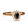 Anillo de compromiso de Kate Middleton en oro rosa de 18 k con diamante negro ovalado y diamantes incoloros - modelo i055