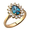 Bague de fiançailles Kate Middleton en or avec diamant bleu et diamants - modèle i055