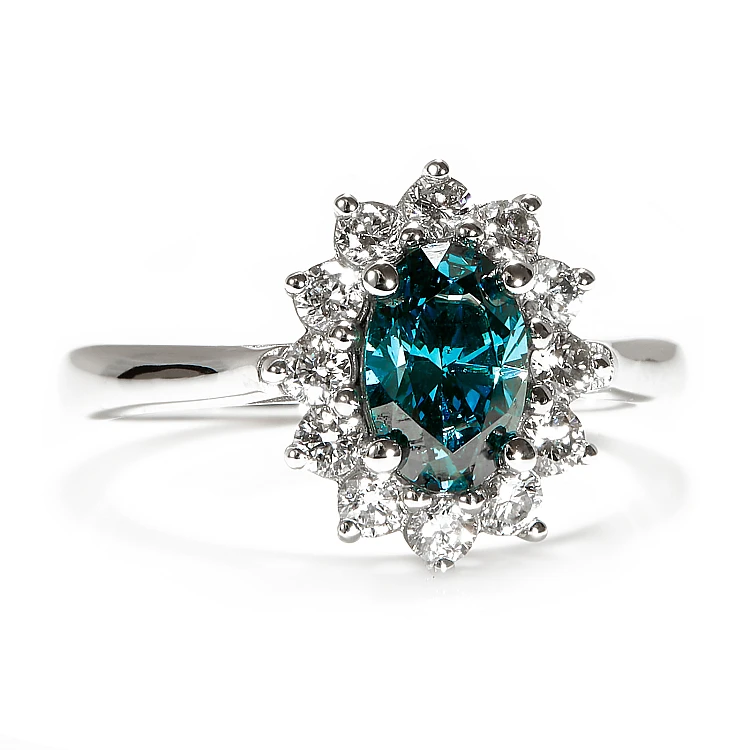 Bague de fiançailles Kate Middleton en or avec diamant bleu et diamants - modèle i055