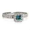18k Gold or Platinum Gift Ring with Princess Blue Diamond and Colorless Diamonds - model i1061