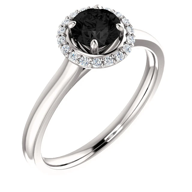 Anello di fidanzamento i122060DnDi in Oro con Diamante Nero e Diamanti