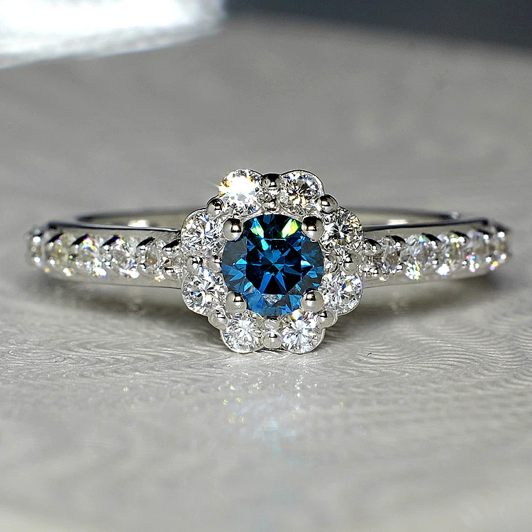 Bague cadeau en or avec diamant bleu et diamants - modèle i122092