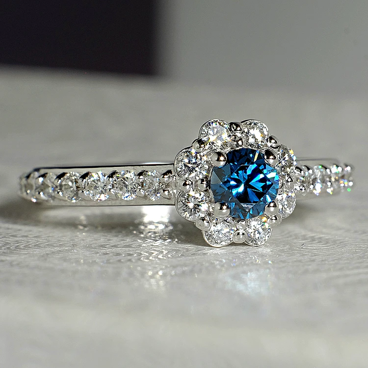 Bague cadeau en or avec diamant bleu et diamants - modèle i122092